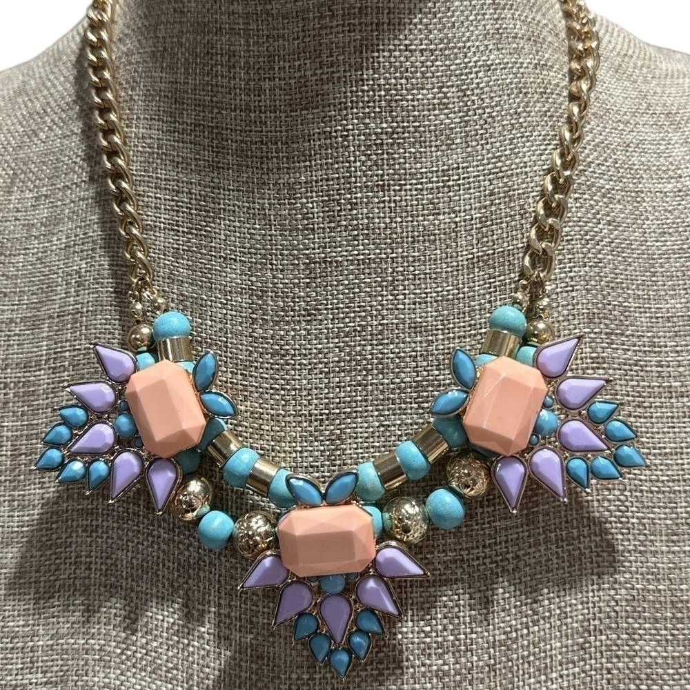 Statement necklace colorful‎ NeW gold chain accent sun jewelry